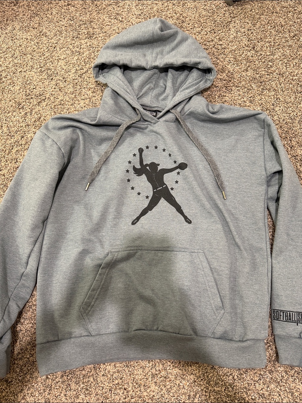 Women’s  Gray Softball Graphic Hoodie Sweatshirt